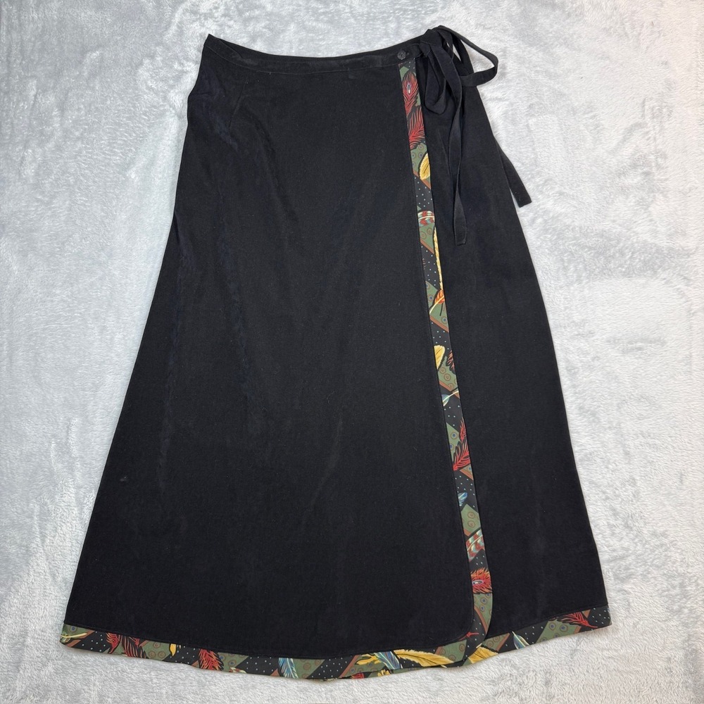Koos of Course Skirt Women Medium Black‎ Boho Artsy Velvet Wrap Chic Adjustable